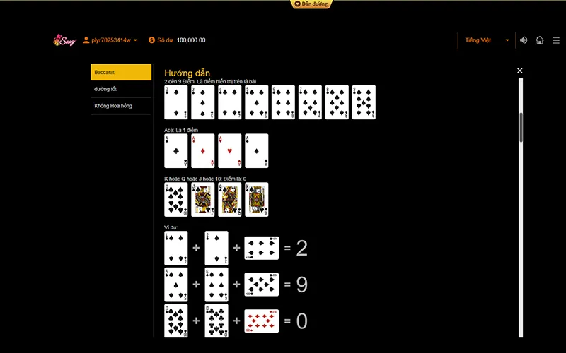 Quy tắc tính điểm Baccarat dễ dàng xác định kết quả ván bài