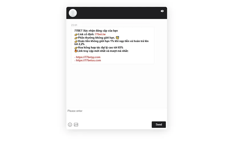 Sử dụng tính năng chat trực tuyến 77Bet