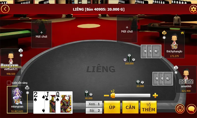 Giao diện game liêng online 77Bet trực quan