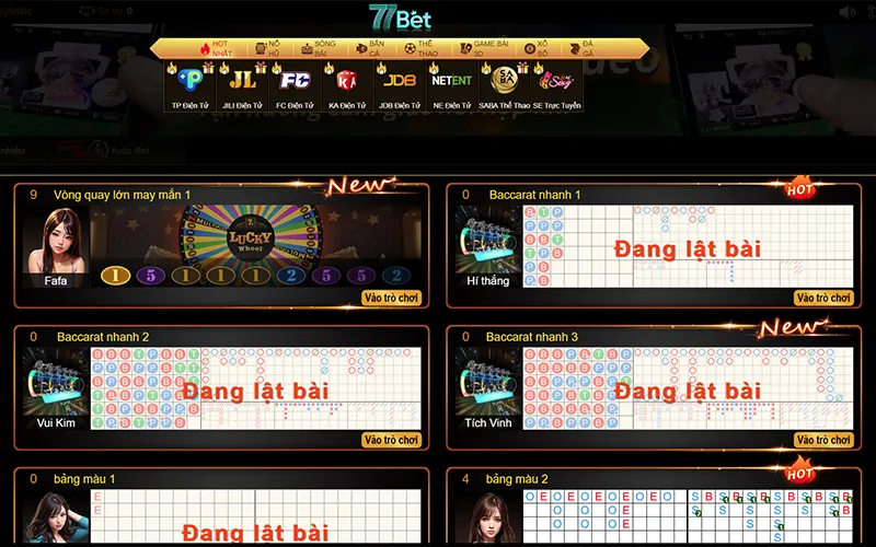 Các trò chơi casino phổ biến trên nhà cái 77Bet